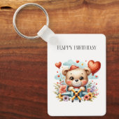 Teddybär-Pilot Geburtstag Schlüsselanhänger (Vorderseite)