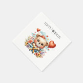 Teddybär-Pilot-Geburtstag Serviette (Ecke)