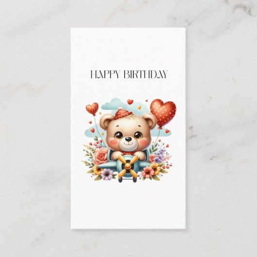 Teddybär-Pilot-Geburtstag Visitenkarte (Vorderseite)