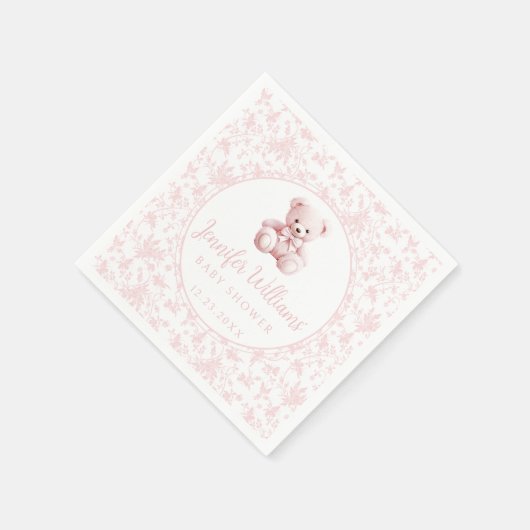 Teddybär Pink Cick Mädchen Duschpapier Serviette (Ecke)