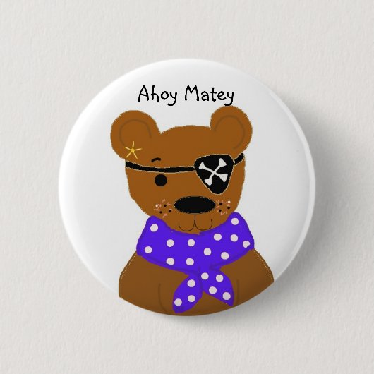 Teddybär Pirat Button (Vorderseite)