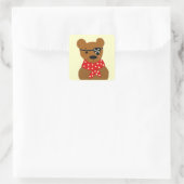 Teddybär Pirat Quadratischer Aufkleber (Tasche)