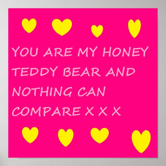 Teddybär-Poster in hellrosa Poster (Vorne)