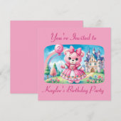 Teddybär-Prinzessin Einladung (Vorne/Hinten)