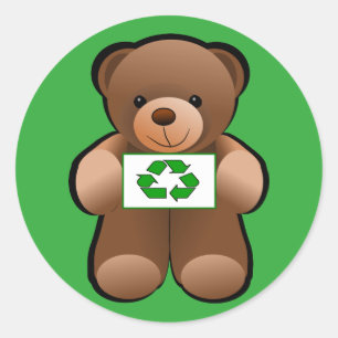 Teddybär-Recycling-Symbol-Design Runder Aufkleber