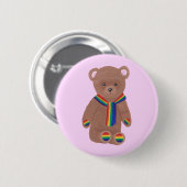 Teddybär, Regenbogen-Schal und Tatzen, Button (Vorne & Hinten)