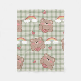 Teddybär & Regenbogen-Sherpa-Decke Fleecedecke