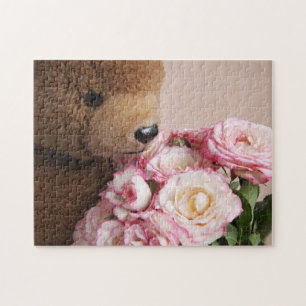 Teddybär riecht nach den Rose Puzzle