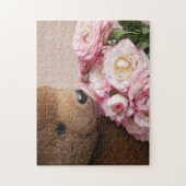 Teddybär riecht nach den Rose Puzzle (Vertikal)