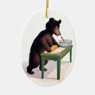 Teddybär-rollender Teig für Kekse Keramikornament