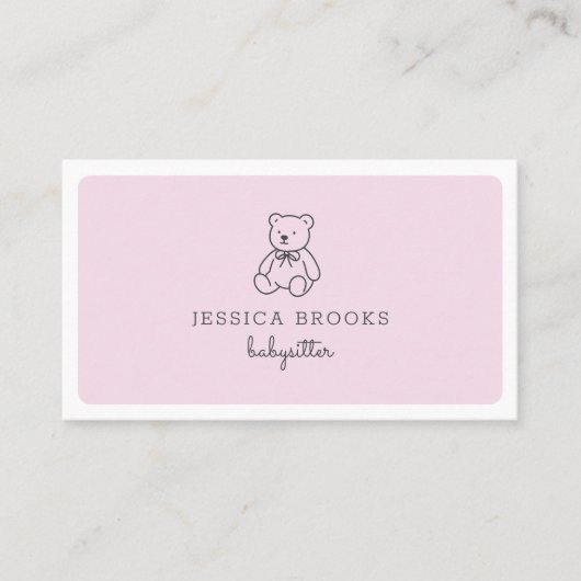 Teddybär, rosa, Babysitter, Kindertagesstätte Visitenkarte (Vorderseite)