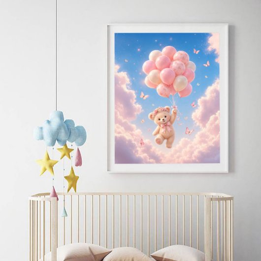 Teddybär rosa Ballons  Poster