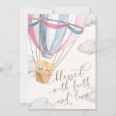 Teddybär Rosa Blau Zwillinge Taufe Einladung (Rückseite)