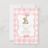 Teddybär Rosa Gingham Süß Danke (Vorderseite)