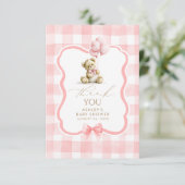 Teddybär Rosa Gingham Süß Danke (Stehend Vorderseite)