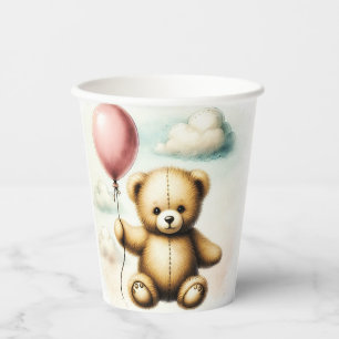 Teddybär Rosa Luftballon Kaum warten Babi Shower Pappbecher