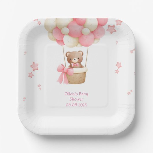 TEDDYBÄR ROSA PAPPTELLER (Vorderseite)