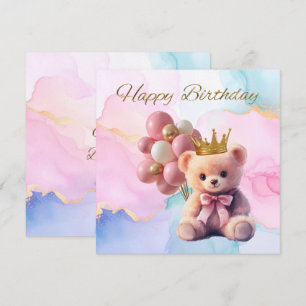 Teddybär Rosa Schleife Goldene Krone Alles Gute zu