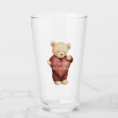 Teddybär rotes Herz Glas (Vorderseite)