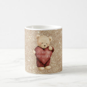 Teddybär rotes Herz Gold Glitter Kaffeetasse