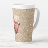 Teddybär rotes Herz Gold Glitter Milchtasse (Rechte Ecke)