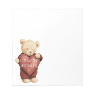 Teddybär rotes Herz Notizblock