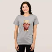 Teddybär rotes Herz Tri-Blend Shirt (Vorderseite voll)