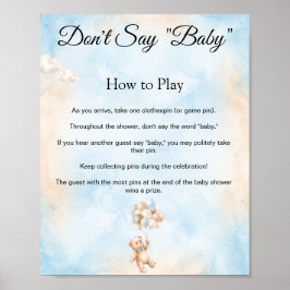 Teddybär-Sagt-nicht-Baby-Baby-Party-Spiel-Schild Poster