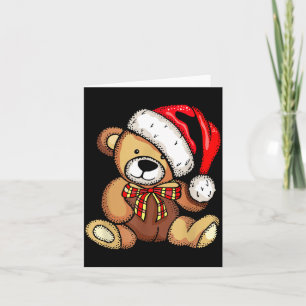 Teddybär-Santa-Hut-Weihnachts-Pyjama-hübsches X-ma Karte