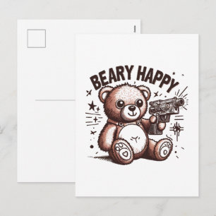 Teddybär sehr glücklich feiertagspostkarte