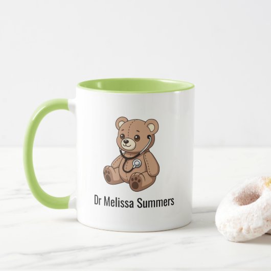 Teddybär-Stethoskop-Arzt Kinderarzt Tasse (Mit Donut)