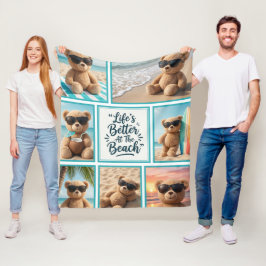 Teddybär Stranddecke, Süßer Bär Sonnenbrille  Fleecedecke