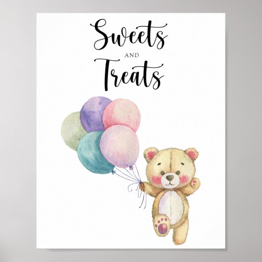 Teddybär - Süßigkeiten und Leckereien Babydusche Poster (Vorne)