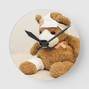 Teddybär Tier individuell personalisieren Runde Wanduhr