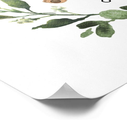 Teddybär Twin Jungs Babydusche Begrüßungszeichen Poster (Ecke)