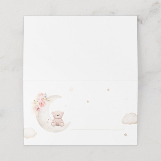 Teddybär über dem Mond Platzkarte (Außenseite Aufgefaltet)