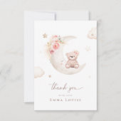Teddybär über der neutralen Mond-Babydusche Dankeskarte (Vorderseite)
