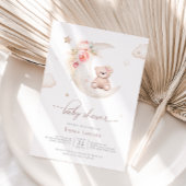 Teddybär über der neutralen Mond-Babydusche Einladung