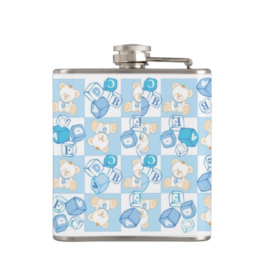 Teddybär überprüftes Muster Flachmann (Rückseite)