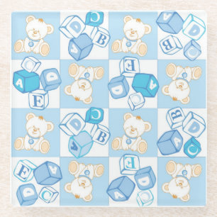 Teddybär überprüftes Muster Glasuntersetzer