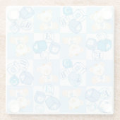 Teddybär überprüftes Muster Glasuntersetzer (Rückseite)