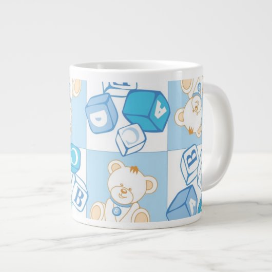 Teddybär überprüftes Muster Jumbo-Tasse (Vorderseite Rechts)