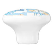 Teddybär überprüftes Muster Keramikknauf (Seitenansicht)