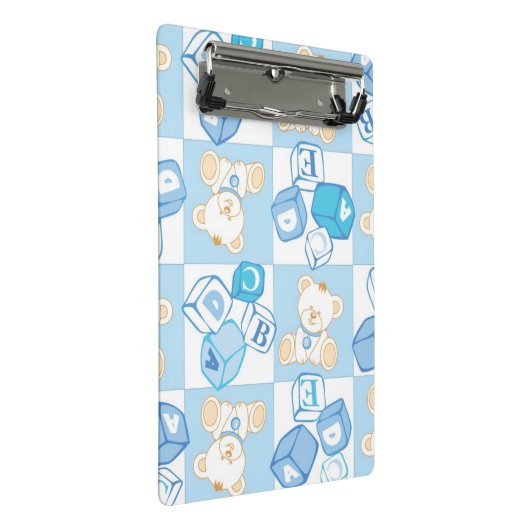 Teddybär überprüftes Muster Mini Klemmbrett (Schrägansicht)