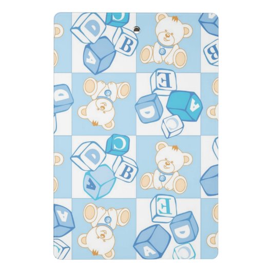 Teddybär überprüftes Muster Mini Klemmbrett (Rückseite)