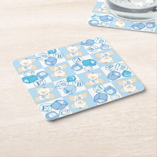 Teddybär überprüftes Muster Rechteckiger Pappuntersetzer (angewinkelt)