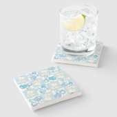 Teddybär überprüftes Muster Steinuntersetzer (Seitenansicht)