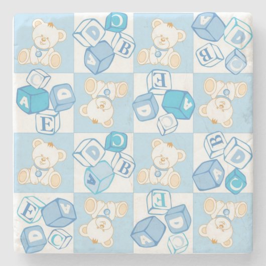 Teddybär überprüftes Muster Steinuntersetzer (Vorderseite)