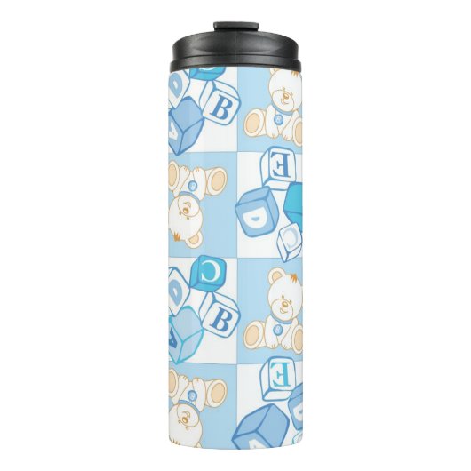 Teddybär überprüftes Muster Thermosbecher (Vorderseite)