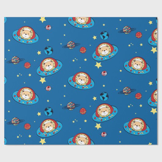Teddybär UFO Geschenkpapier (Flach)